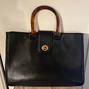 Black Malice Melodie Paris vintage large hand bag. Tortoise shell handles
